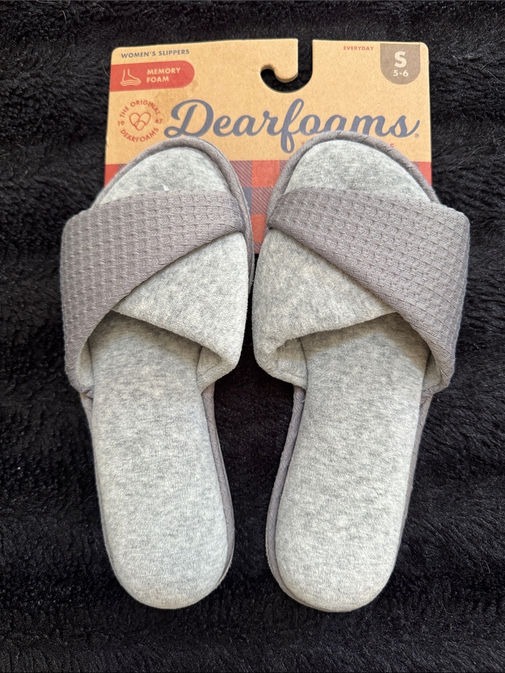 🎁NWT Dearfoams DarkGrayGray Slide Slippers